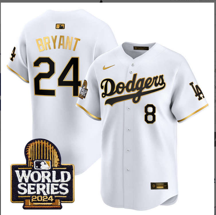 Men MLB Los Angeles Dodgers 24 Bryant white 2024 World Series Champions Patch Limited Jersey20241105 style 3